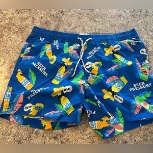Men's Blue 'Beer Pressure' Print Swim Trunks